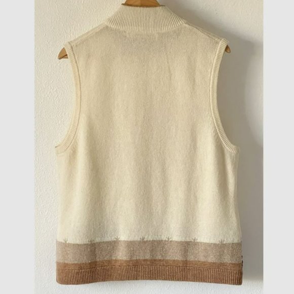 WOOLRICH Women's Grazing Sheep Cream Wool Full Zip Vest Size Large - Picture 6 of 14